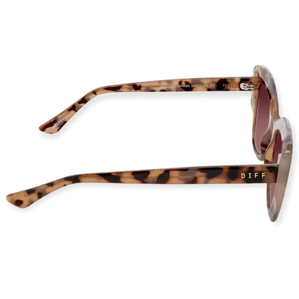 DIFF Melody Sunglasses Blush Tortoise Frame Wine Gradient Lenses Cat Eye